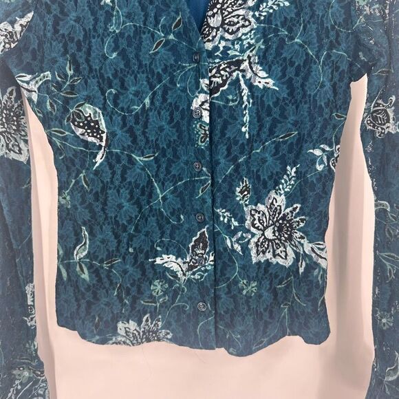 Vintage Y2K INC International Concepts Women's‎ Lace Button Front Blouse Medium - Picture 9 of 10